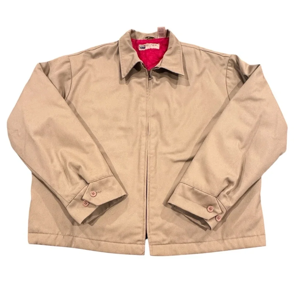 VTG BIG MAC Vintage 70s khaki red lined quilted work jacket Men's Large